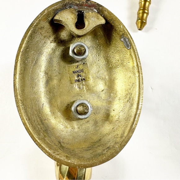 Vtg Solid Brass Wall Sconces Candleholders Hollywood Regency Style Pair - Picture 5 of 14